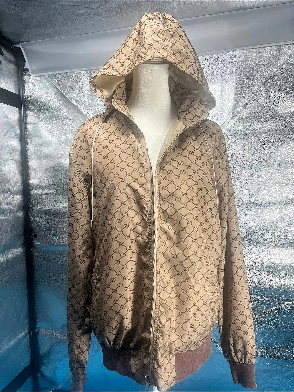 Gucci GG Supreme Hooded Jacket in Brown